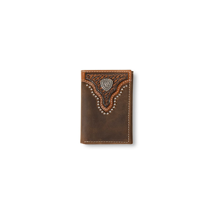 Ariat Basket Weave Sunburst Brown Trifold Wallet