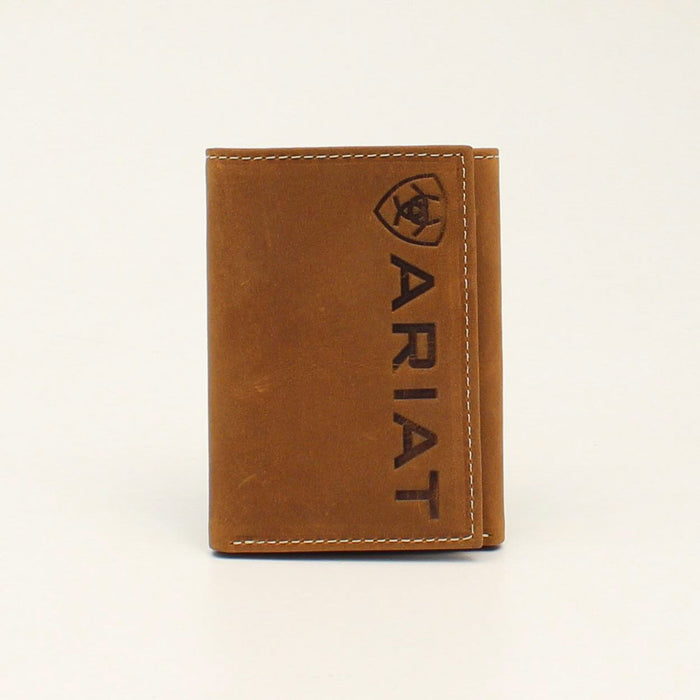 Ariat Vertical Logo Brown Trifold Wallet