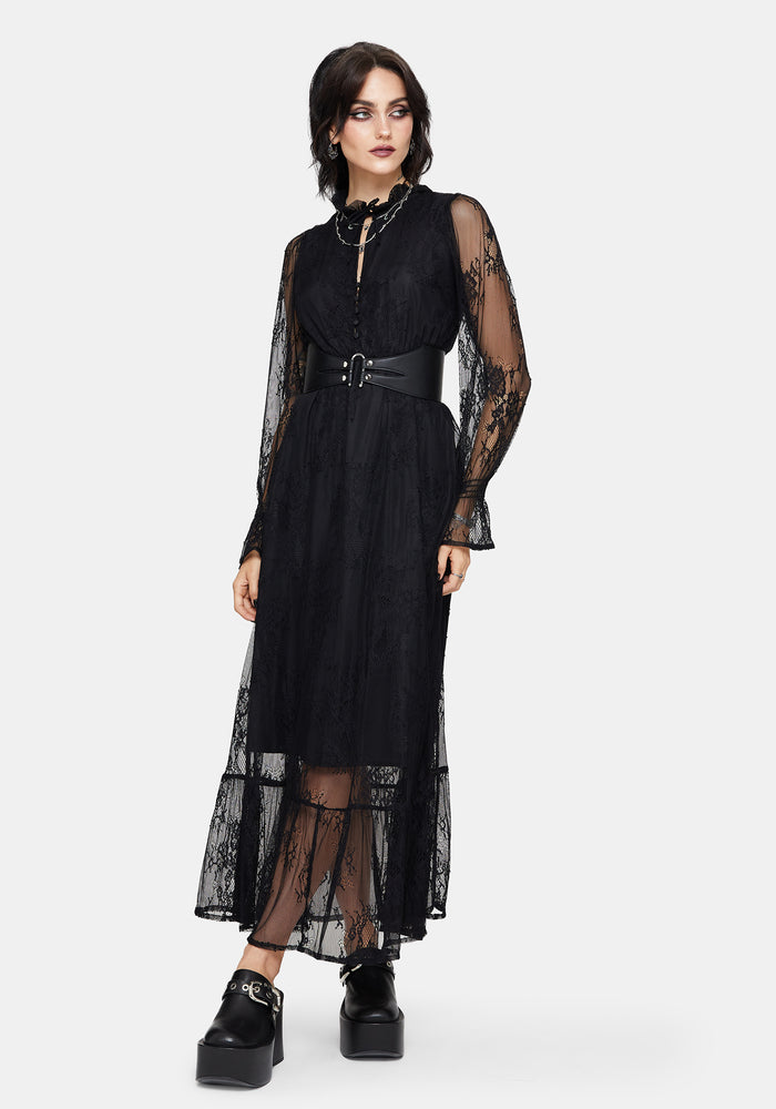 Bertha Lace Tiered Long Sleeve Maxi Dress