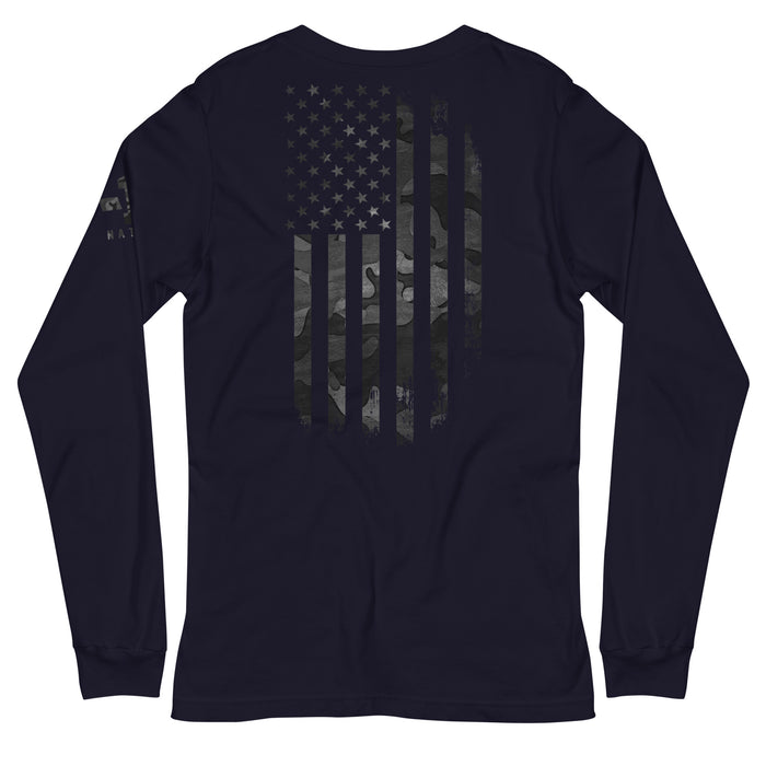 Black Camo American Flag Long Sleeve