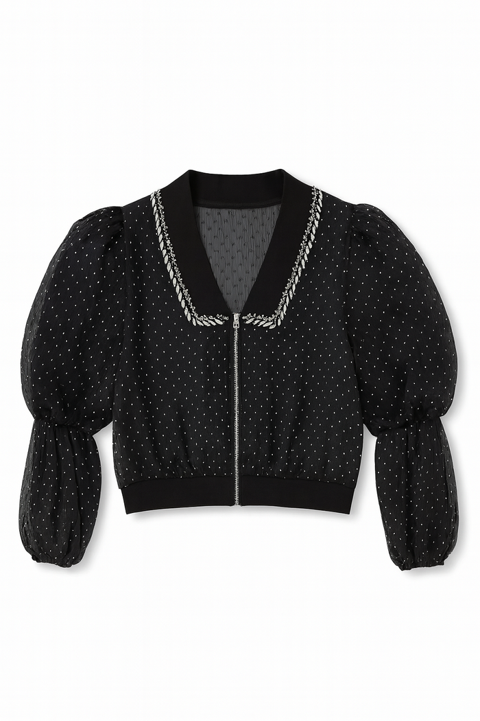 BTG_FLATLAY_CANDIDATE | black-embellished-sheer-sleeve-jacket