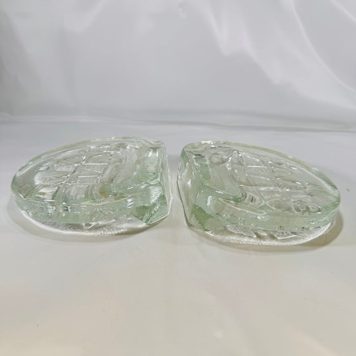 Blenko Glass Sailing Ship Bookends Clear Glass 1970s Blenko Glass Company Mid-Century Design