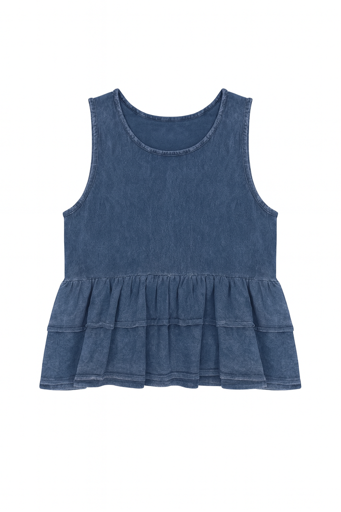 BTG_FLATLAY_CANDIDATE | blue-ruffle-peplum-sleeveless-top