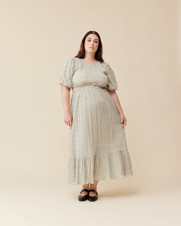 CECILE DRESS OLIVE STRIPE