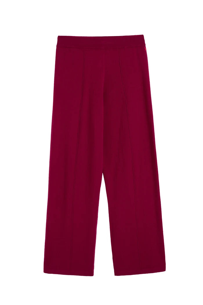 Cherry Wool-Cashmere Wide-Leg Track Pant