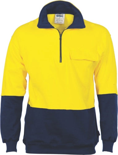 DNC Hi Vis Two Tone 1/2 Zip Cotton Fleecy Wincheater 3923