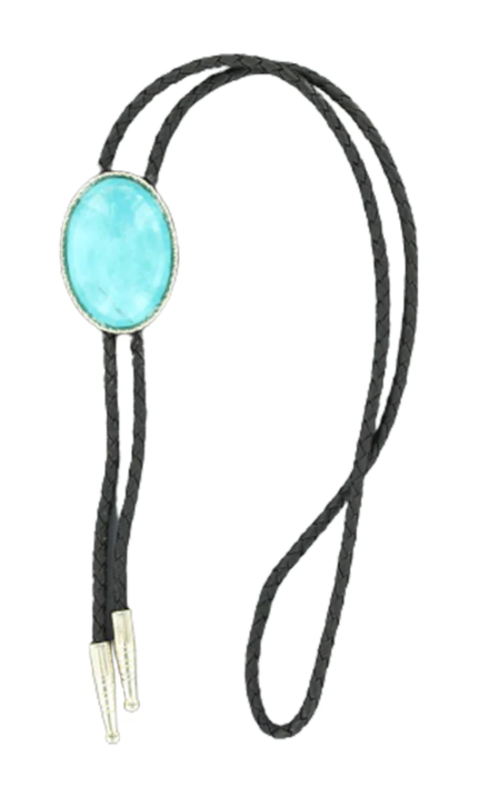 Double S Men's Oval Turquoise Bolo Tie
