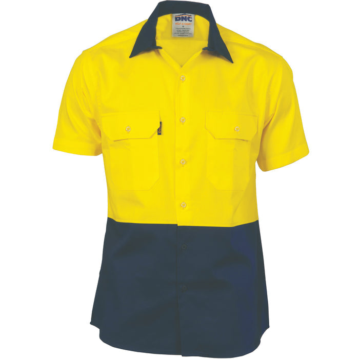 Hi Vis Two Tone Cotton Drill Shirt - Short Sleeve 3831