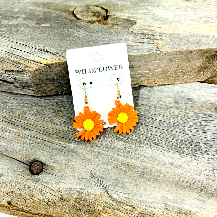 Orange Flower Earrings Earrings Emma C