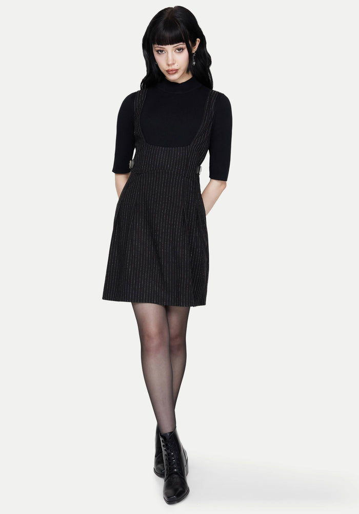 Katya Striped Mini Pinafore Dress