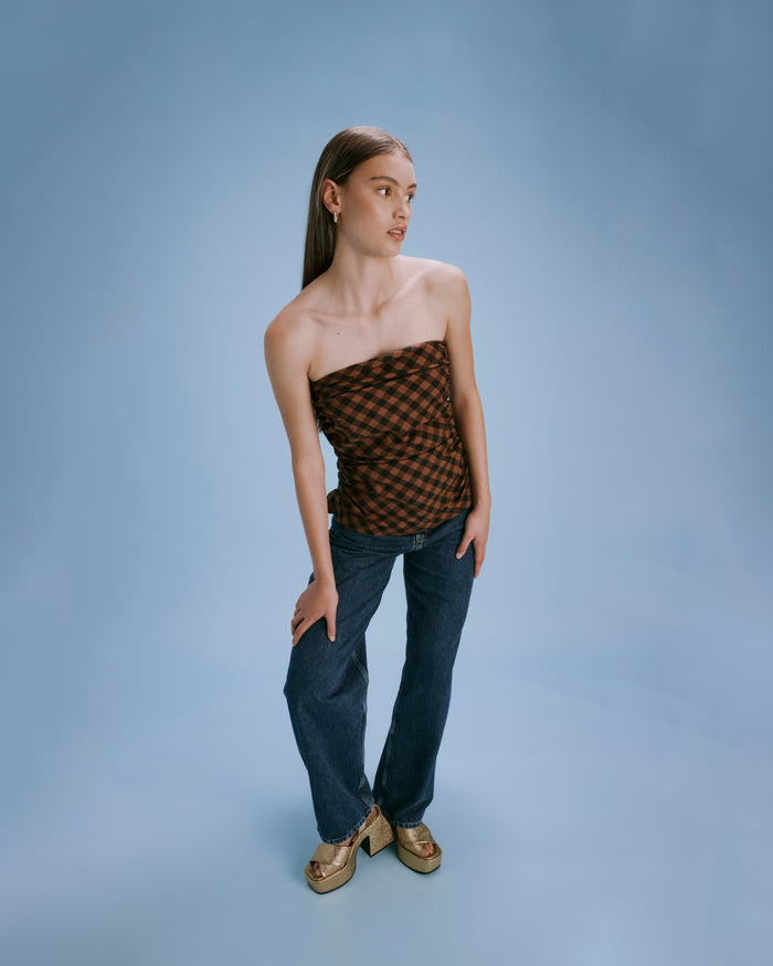 KLEIN GINGHAM BODICE CHOCOLATE CHECK