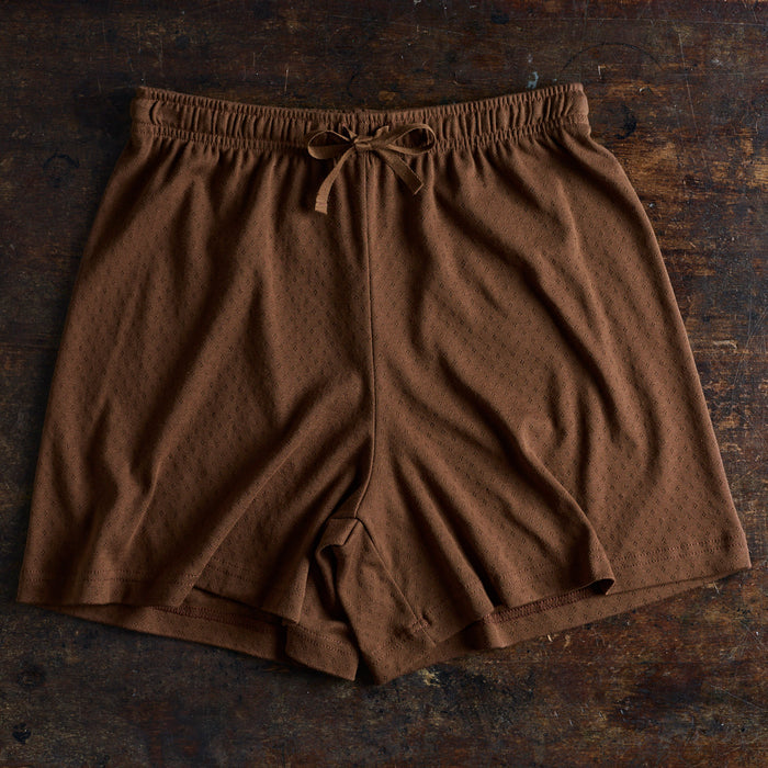 Lapwing Women's Shorts - Cotton Pointelle - Squirrel