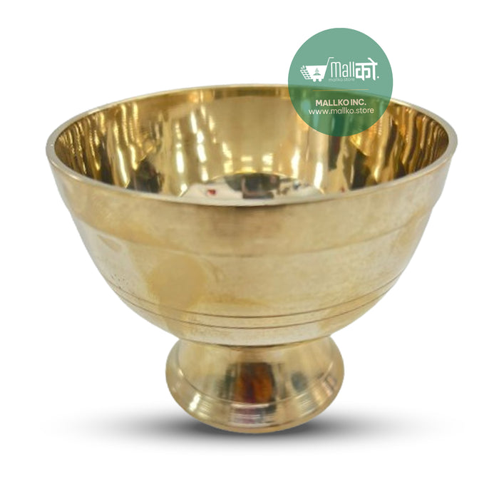 Handcrafted Nepali brass bowl with stand