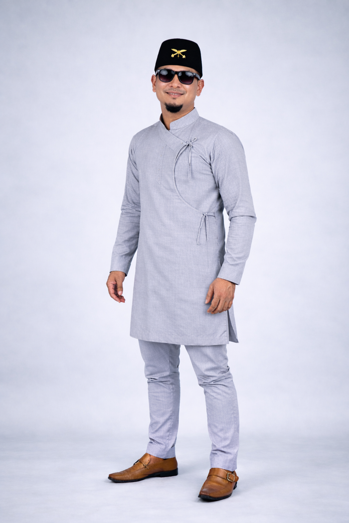 Grey Nepali Daura Suruwal mens traditional dress in USA Nepali clothing Mallko