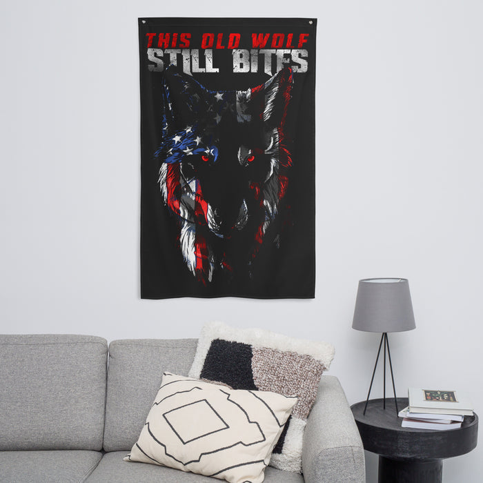 Old Wolf 2.0 Wall Flag