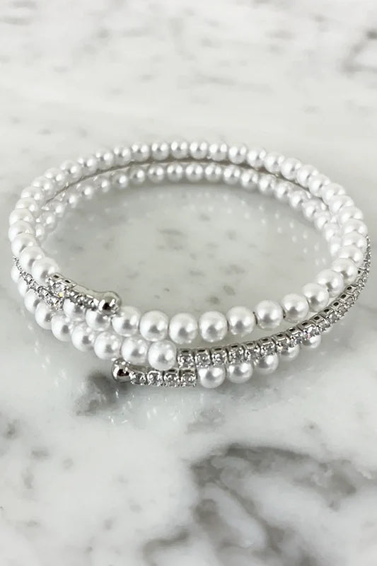 Romantic Glamour CZ and Pearl Wrap Bracelet-Cute-Trendy-Shop-Womens-Boutique-Clothing-Store