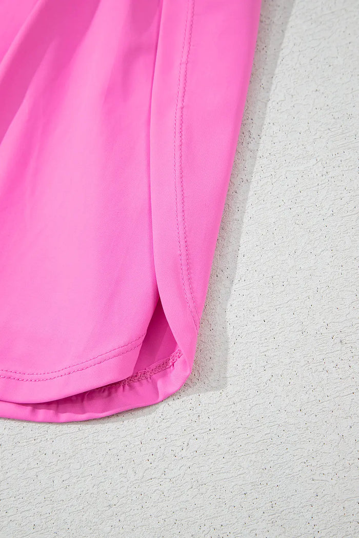 Sachet Pink Plain Sleeveless Loop Drawstring Cinched Waist Romper - Bottoms/Jumpsuits & Rompers