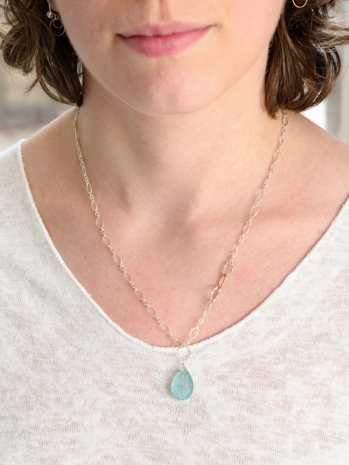 Serenity Aquamarine Teardrop nh Necklace