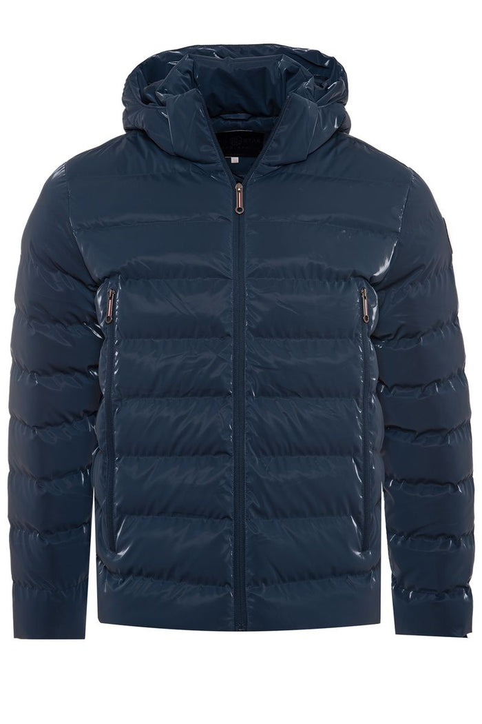 Sharkskin Puffer Jacket - Silver & Teal