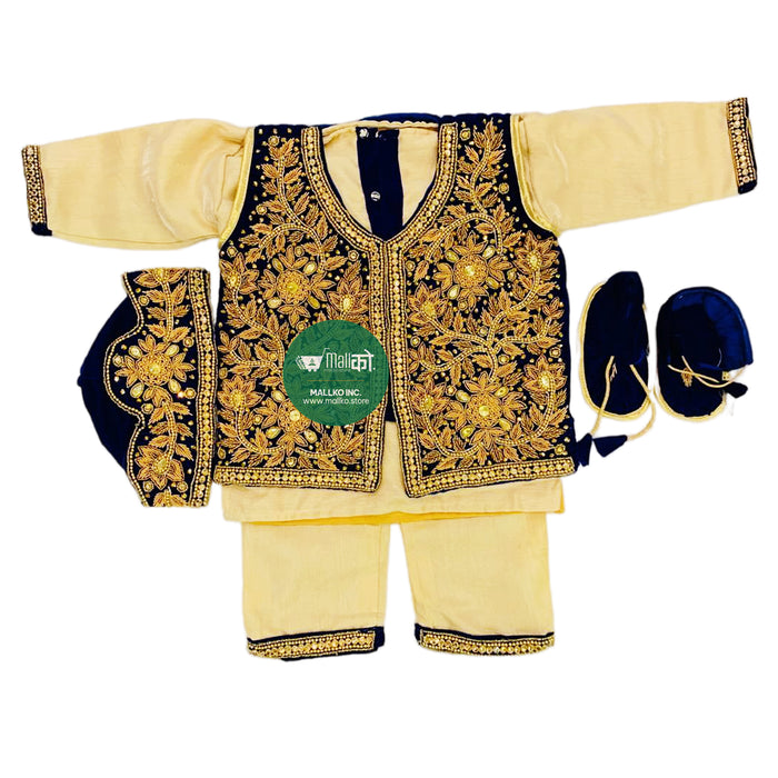 Sherwani style Blue pasni dress for kids