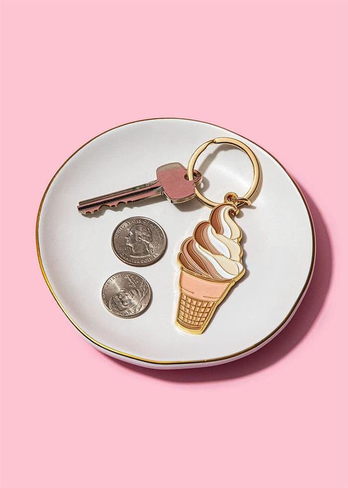 Soft Serve Ice Cream Cone Enamel Keychain