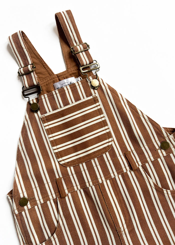 Striped Overalls - Ivory & Brown