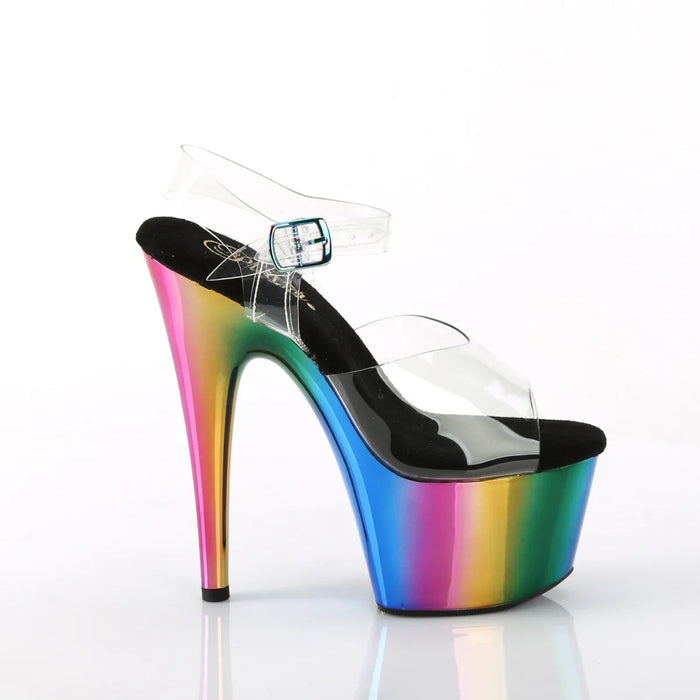 Tacones Pleaser ADORE-708RC Transparente Rainbow Cromo