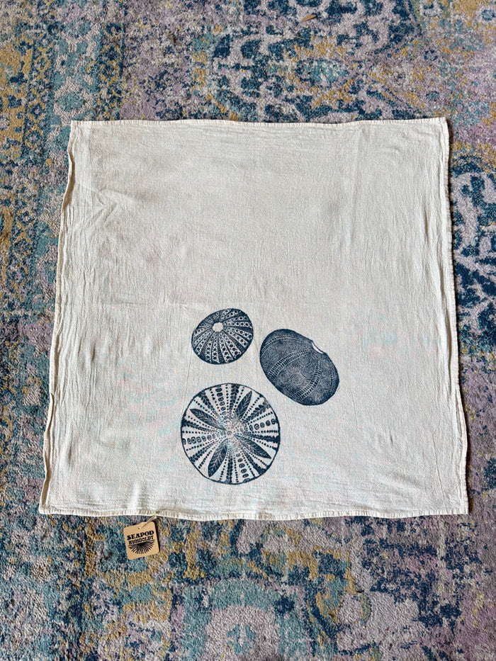 Tea Towel With Urchin Print in Blue