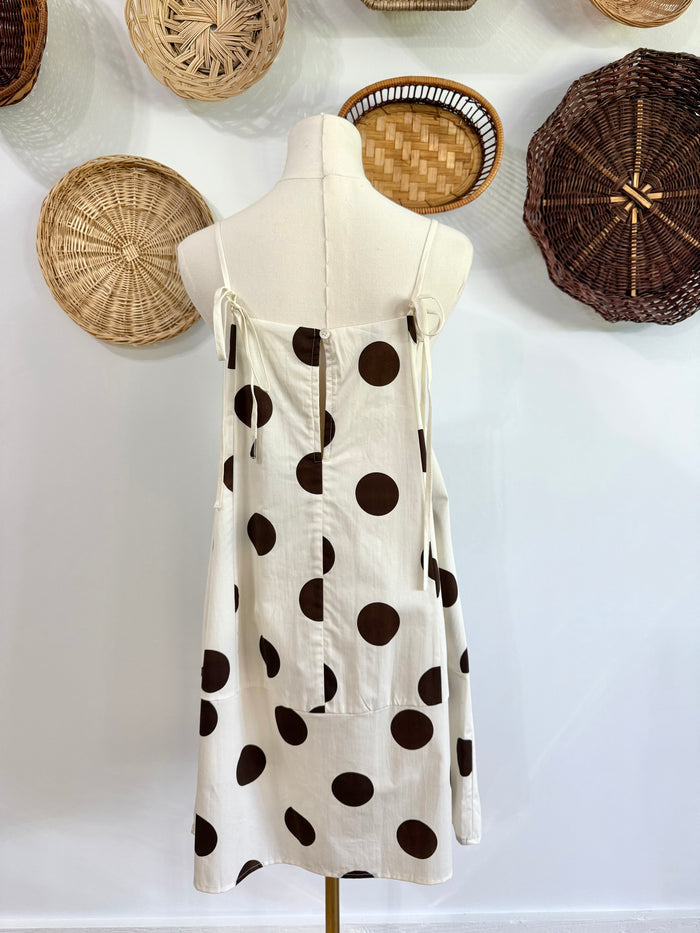 The Skylar Polka Dot Dress in Brown & Ivory