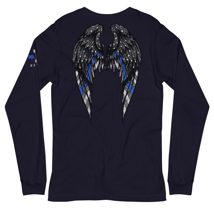 Thin Blue Line Angel Wings Long Sleeve