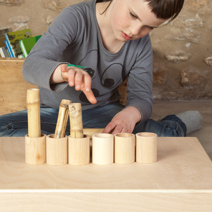 Wooden Natural Cups With Covers - 6 Pieces