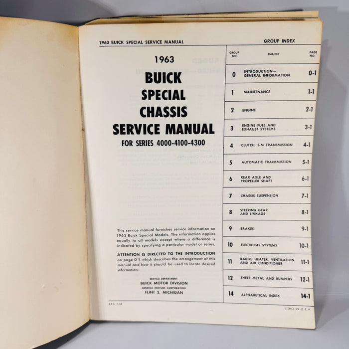 1963 Buick Chassis Service Manual | Special, Special Deluxe, Skylark (Series 4000, 4100, 4300) | Packed with Original Owner Notes & Schematics | Vintage Auto Repair Book