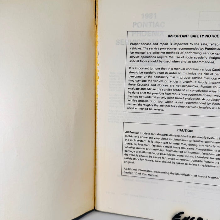 1981 Pontiac Phoenix Service Manual | Vintage GM Car Repair Book | 11x9x2 Inches, Paperback, English | Automotive Genre