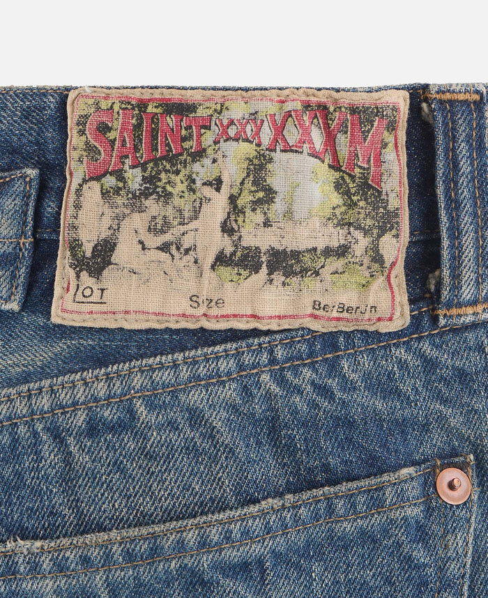 5 Pockets Damage Denim Pants (Blue)