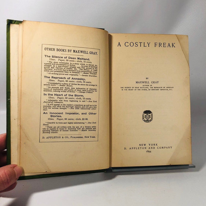 A Costly Freak by Maxwell Gray 1894 A First Edition Book