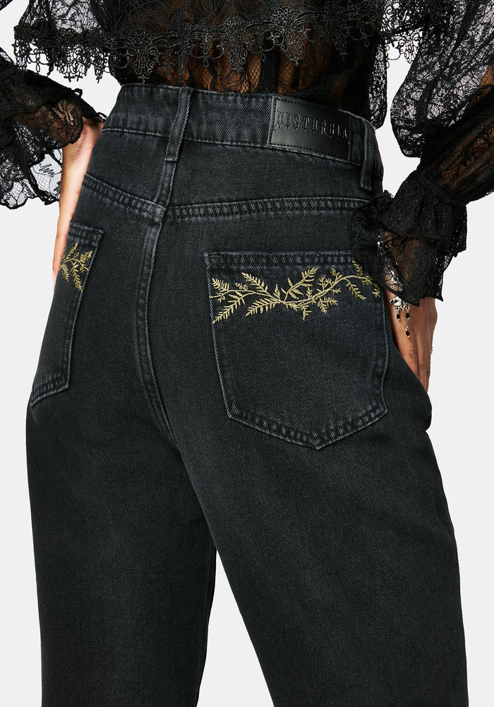 Abellona Embroidered Denim Mom Jean