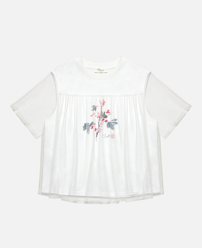 Abstract Flower Power Painting T-Shirt (White)