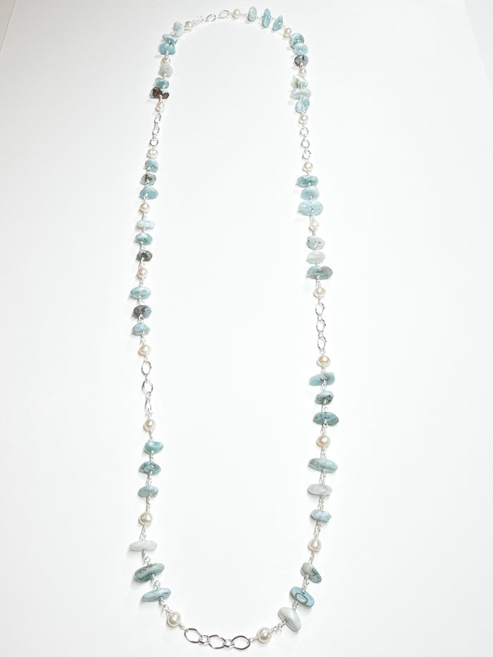 Ada Amazonite and Sterling Silver Long Necklace