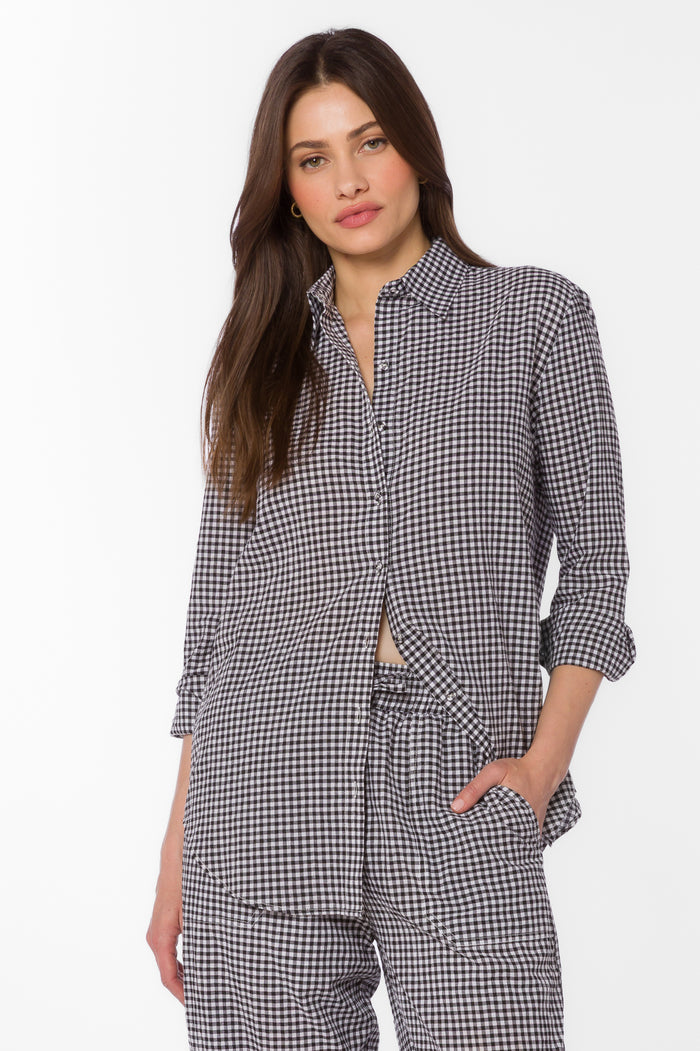 Adelynn Black Gingham Shirt - Tops - Velvet Heart Clothing