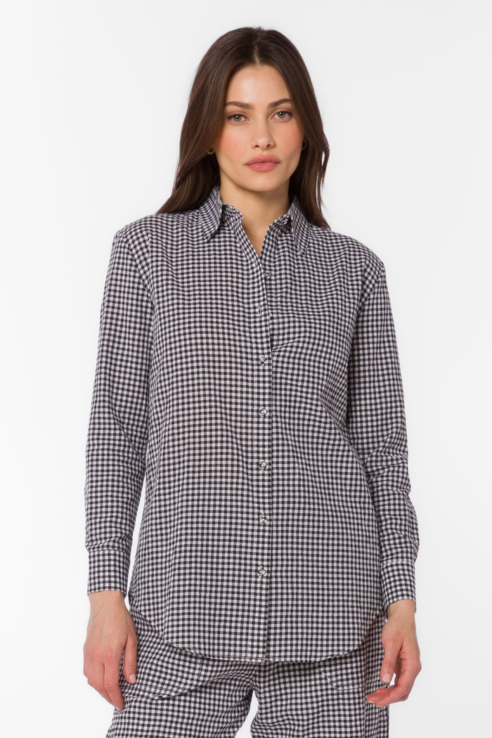 Adelynn Black Gingham Shirt - Tops - Velvet Heart Clothing