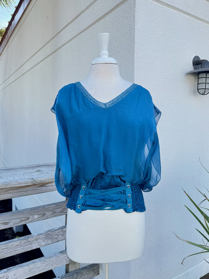 Alix blouse in Prussian blue
