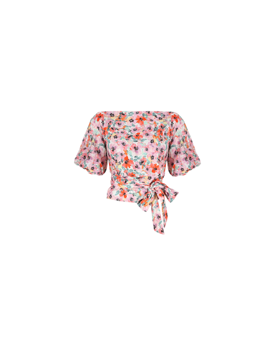 ALLEGRA LINEN BLOUSE PANSY FLORAL