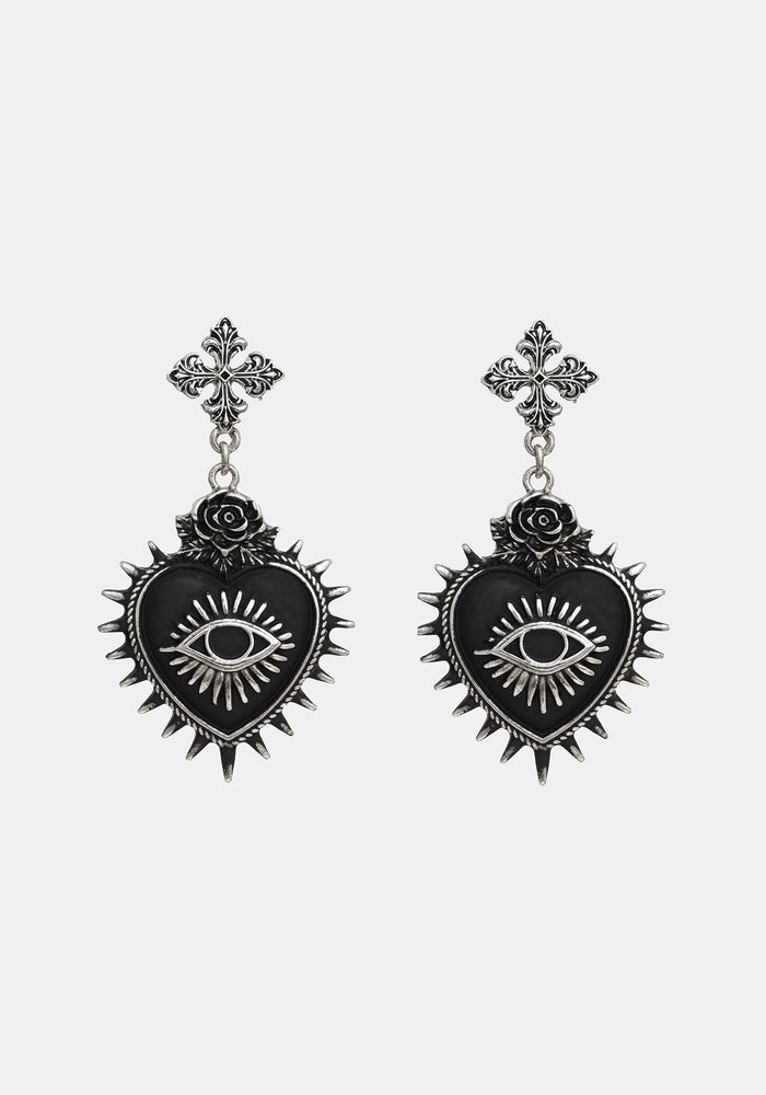 Amada Prickle Sacred Heart Drop Earrings