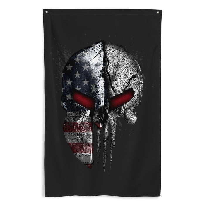 American Flag Skull Spartan Wall Flag