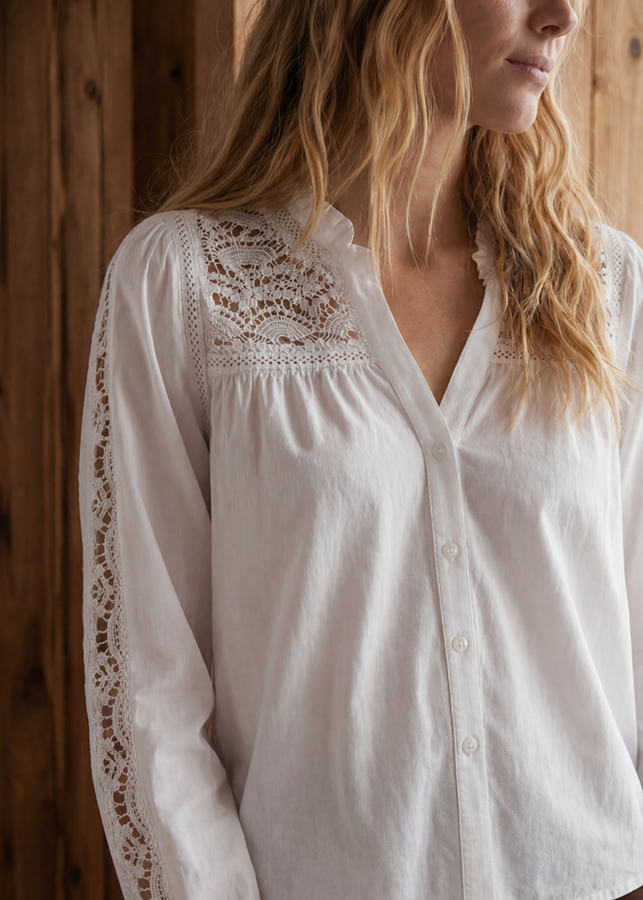 Anika Lace Shirt In White