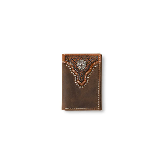 Ariat Basket Weave Sunburst Brown Trifold Wallet