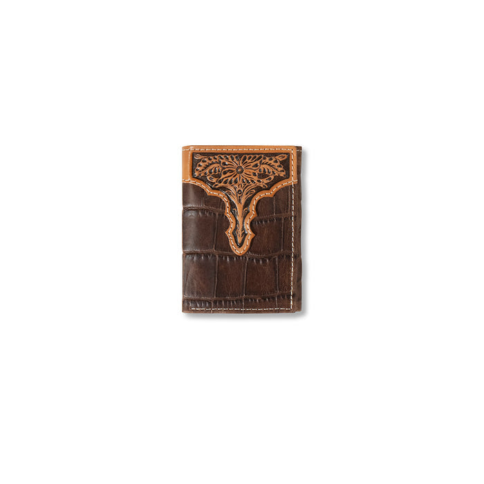 Ariat Croc Floral Embossed Trifold Wallet