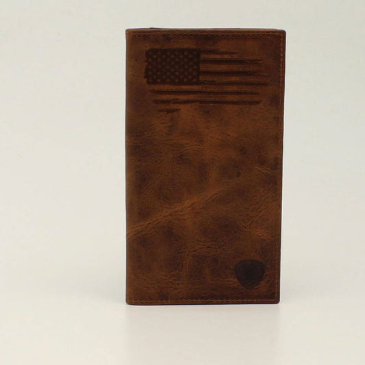Ariat Distressed USA Flag Shield Logo Rodeo Wallet