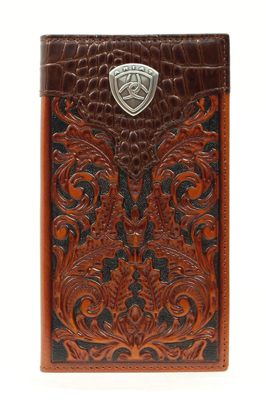 Ariat Floral Embossed Oak Rodeo Wallet
