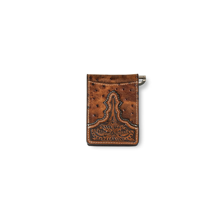 Ariat Ostrich Floral Embossed Money Clip